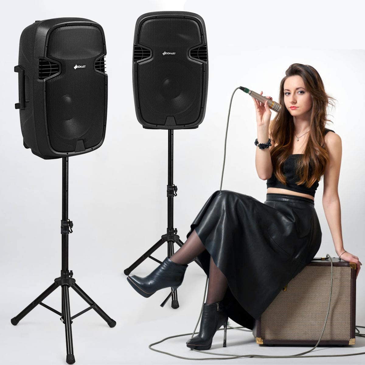 Portable 15" PA Speaker System Set Q9750