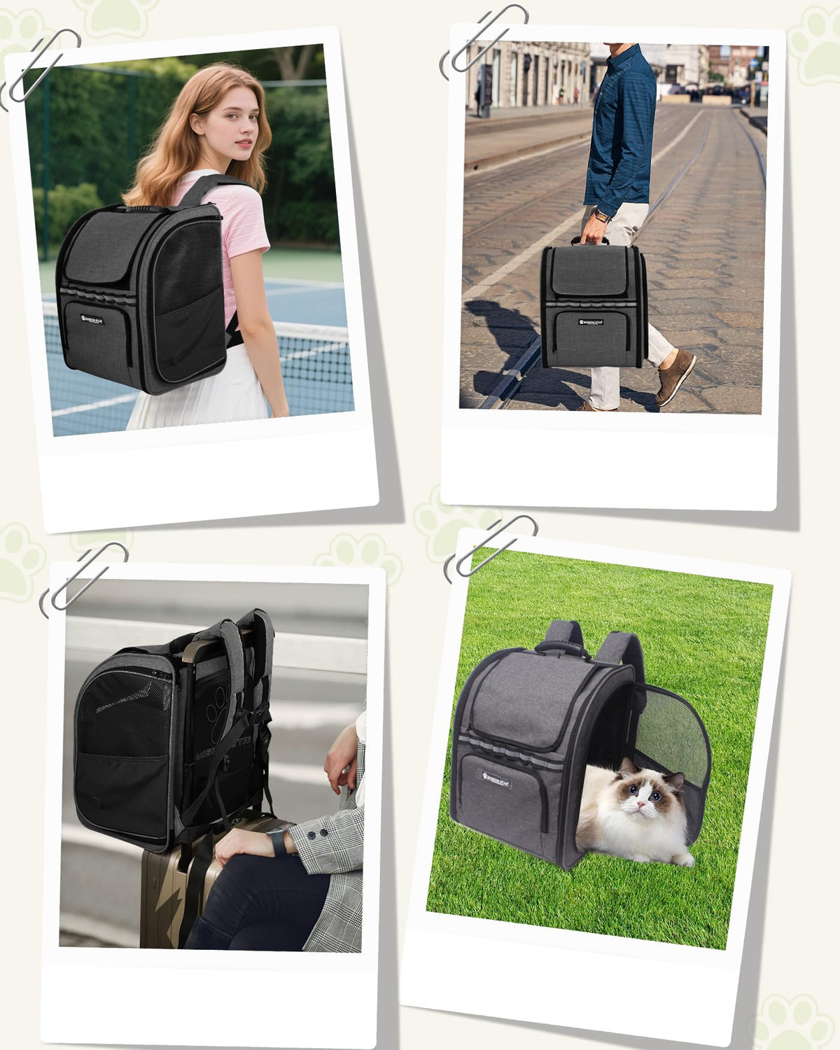 Dark Grey Breathable Mesh Cat Backpack Carrier Y141529