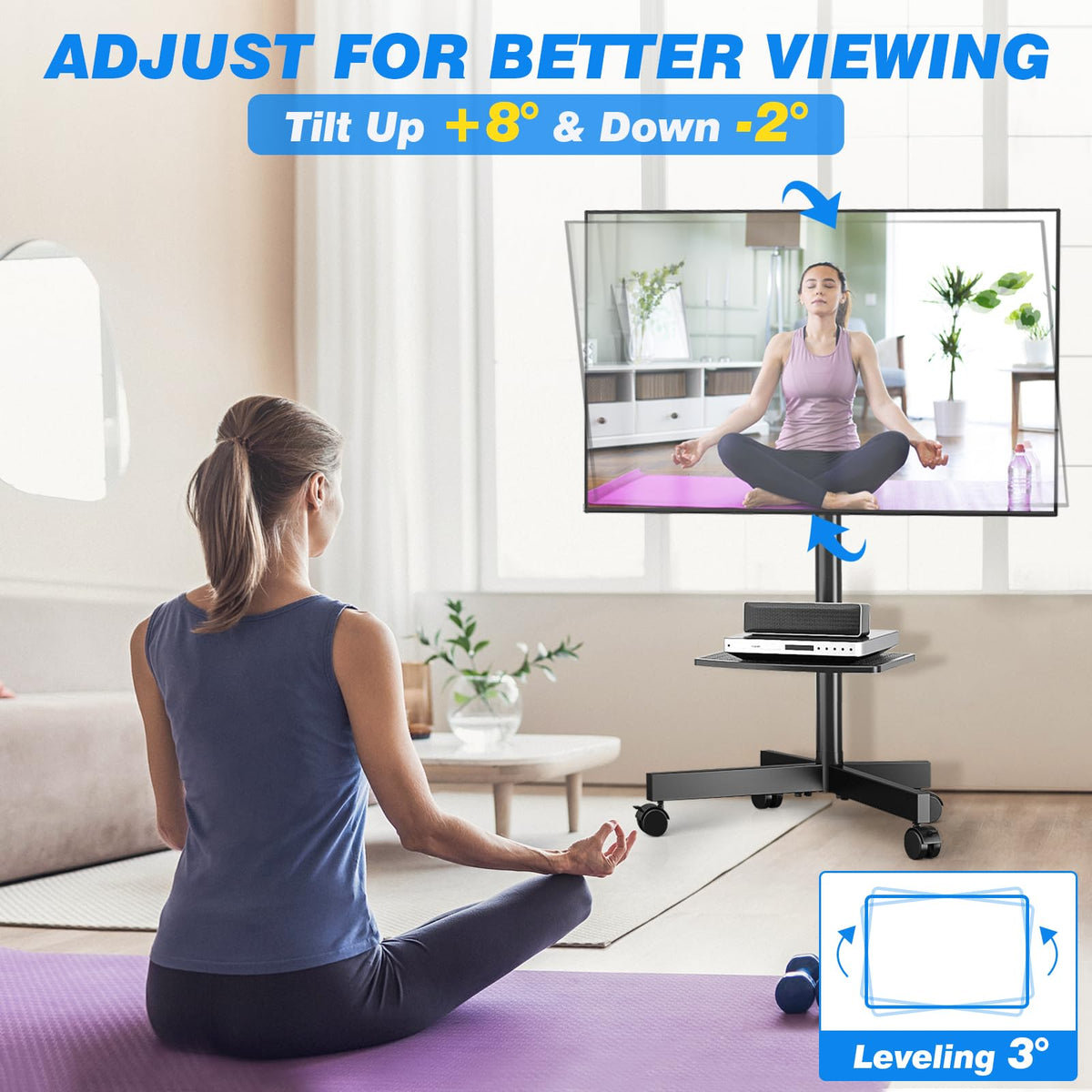 Rolling TV Stand with Shelf for 23-65 inch TVs D3047