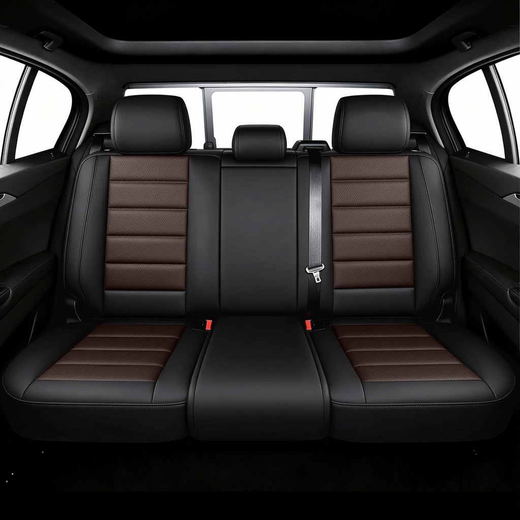 Full Set Car Seat Covers, Waterproof Seat Protectors, Standard 5 Seats, Black & Coffee K2509