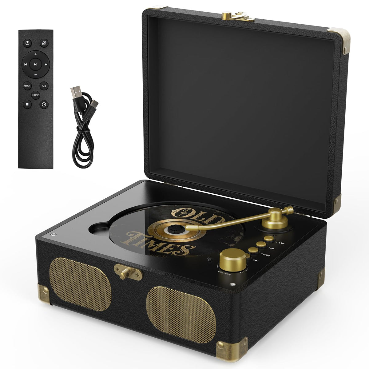 Black Portable CD Player with Speakers, Bluetooth, Remote Control, USB Playback M37497