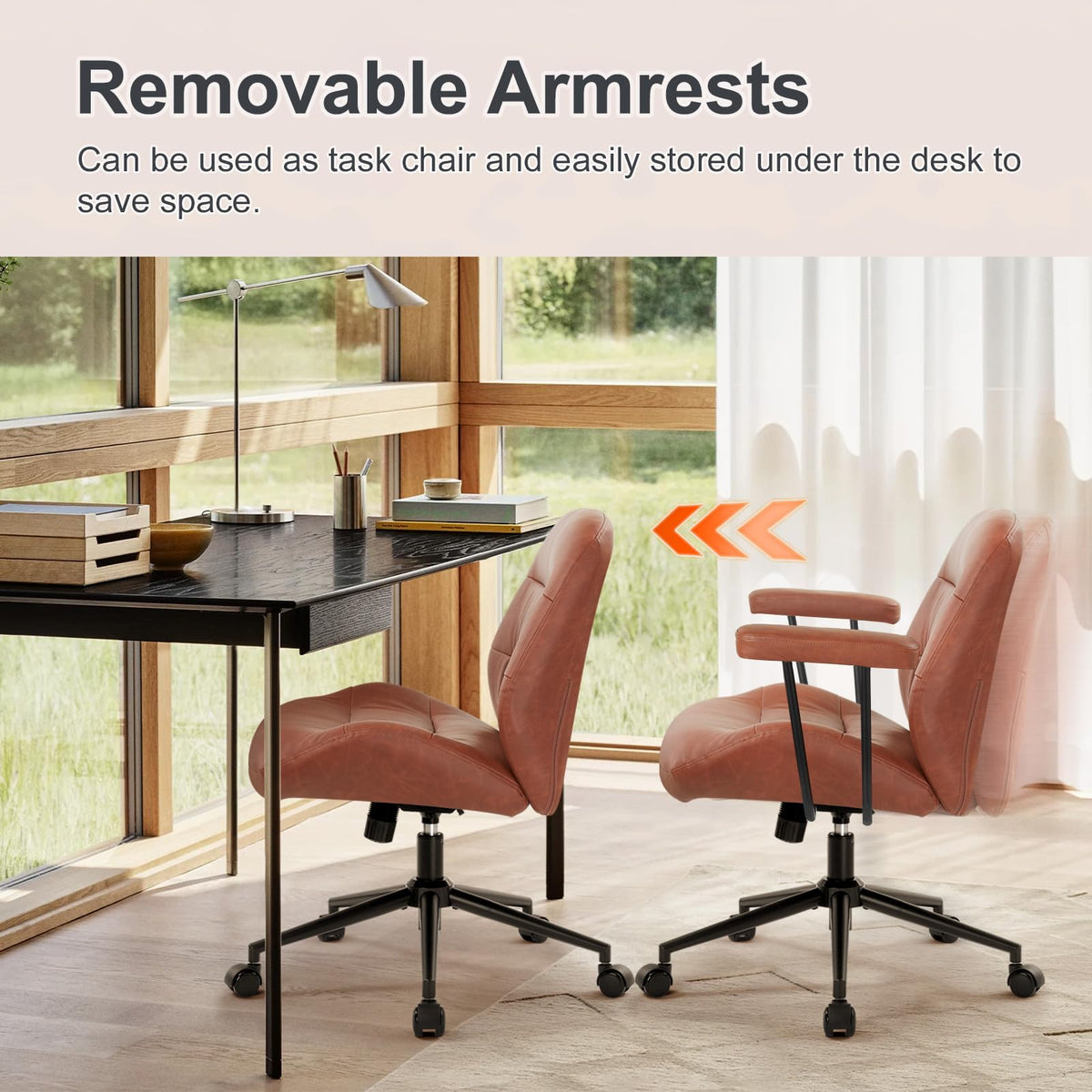 Leather Home Office Chair with Removable Armrests M516145