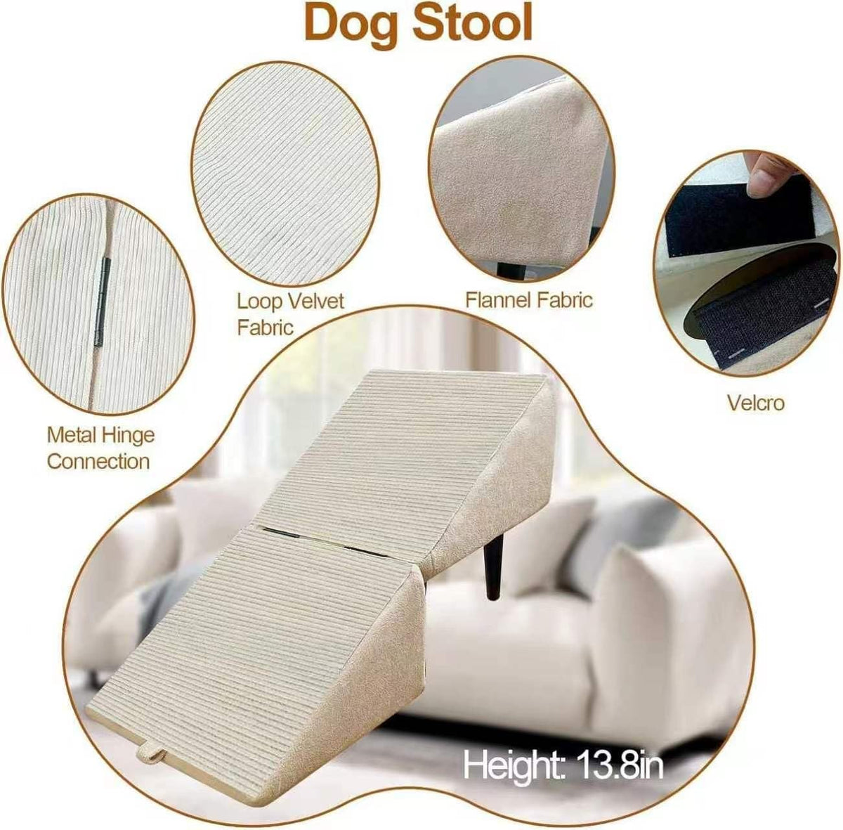 Foldable Dog Ramp Convertible Dog Steps Ottoman X8258