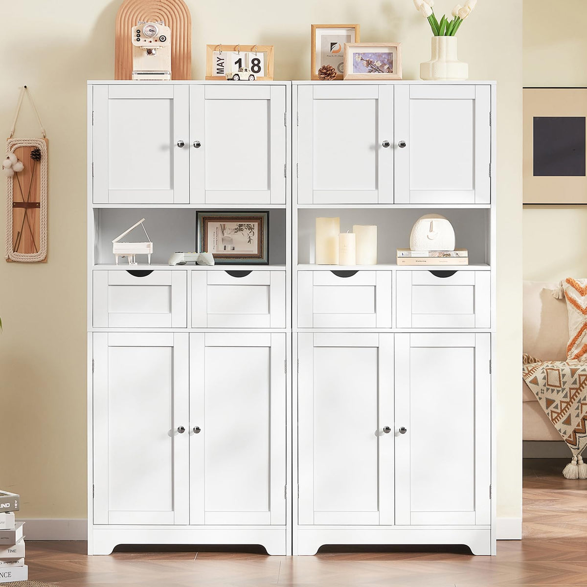 Tall Bathroom Storage Cabinet with 4 Doors Q821046
