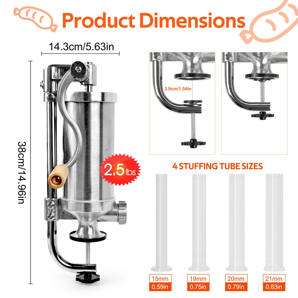 Stainless Steel Vertical Sausage Stuffer 2.5 LBS T319150