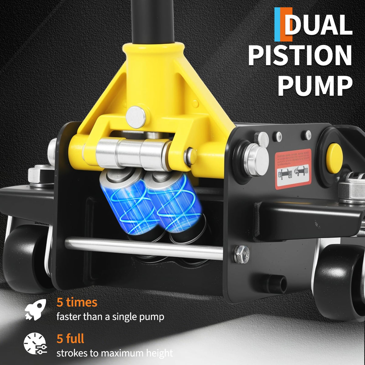 3 Ton Low Profile Hydraulic Floor Jack with Dual Piston Quick Lift Pump Steel Yellow M898391