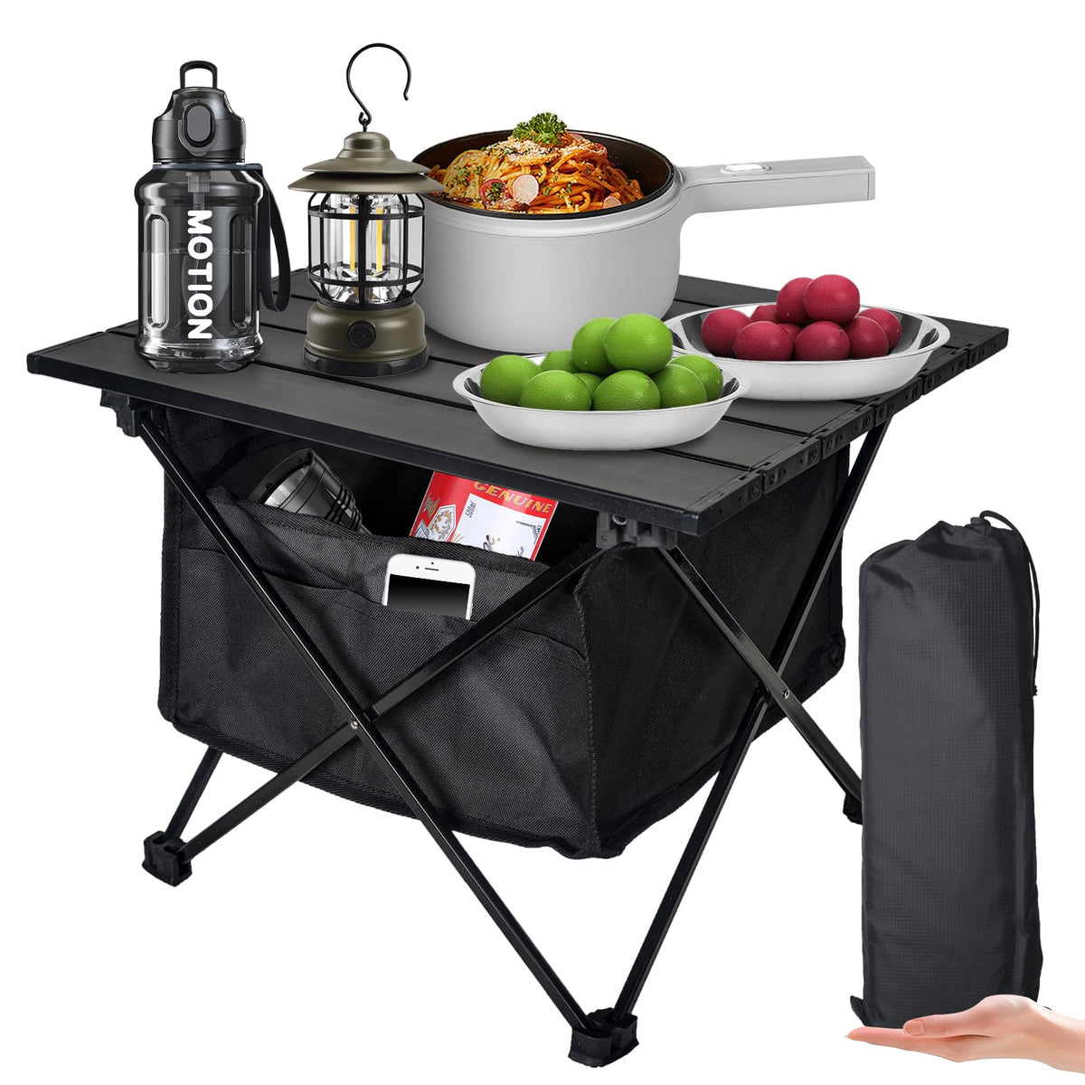 Foldable Aluminum Camping Side Table with Carry Bag L61224