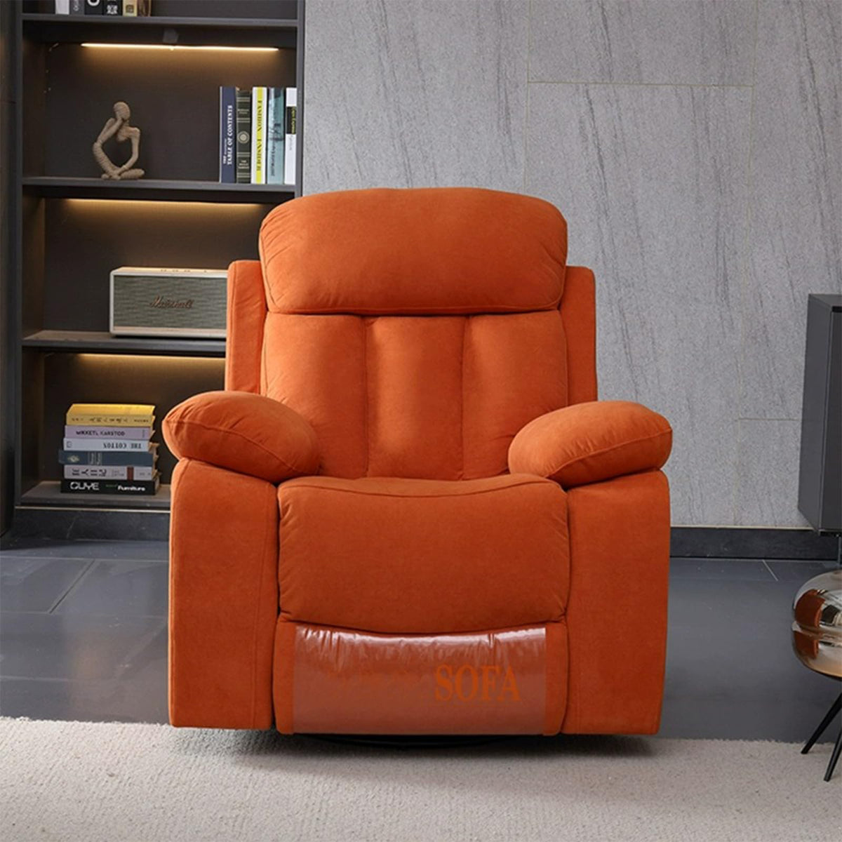 Gray Velvet Swivel Rocking Reclining Sofa T4645