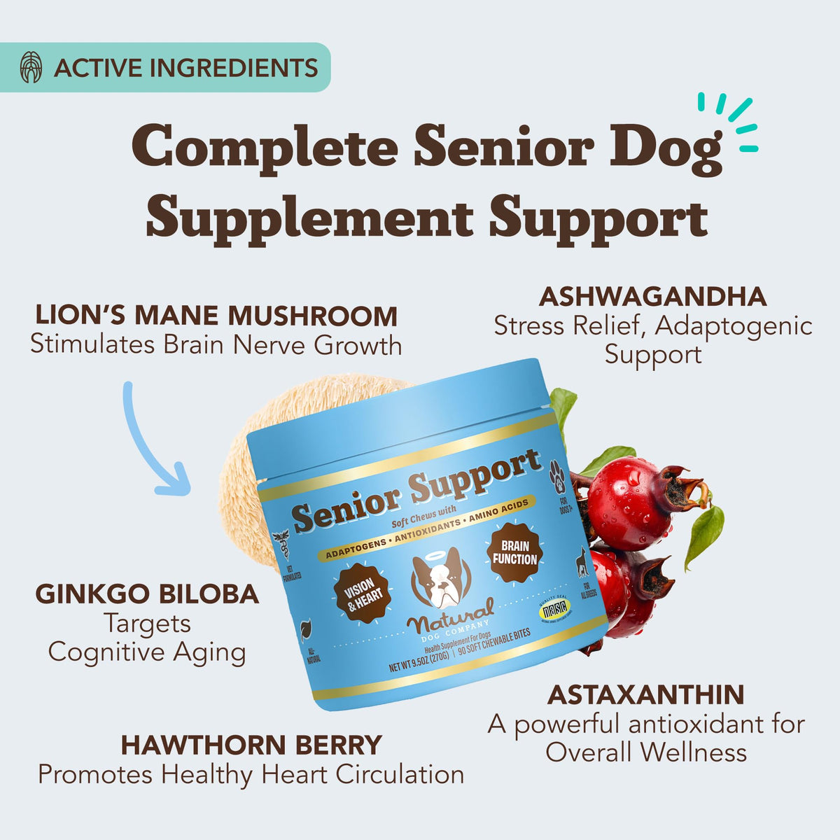 Senior Dog Supplements Vitamins Chew 90 cnt I222
