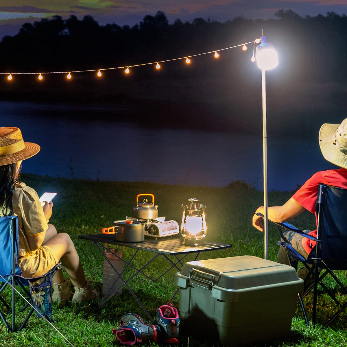 Foldable Aluminum Camping Side Table with Carry Bag L61224