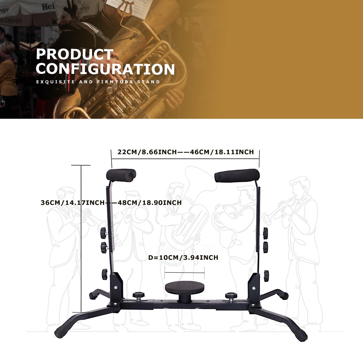 Adjustable Foldable Tuba Stand C985