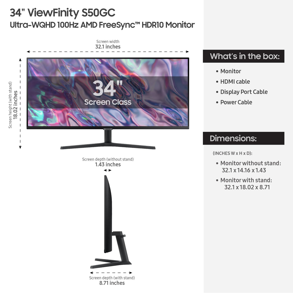 34" Ultra-WQHD 100Hz HDR10 Monitor B299