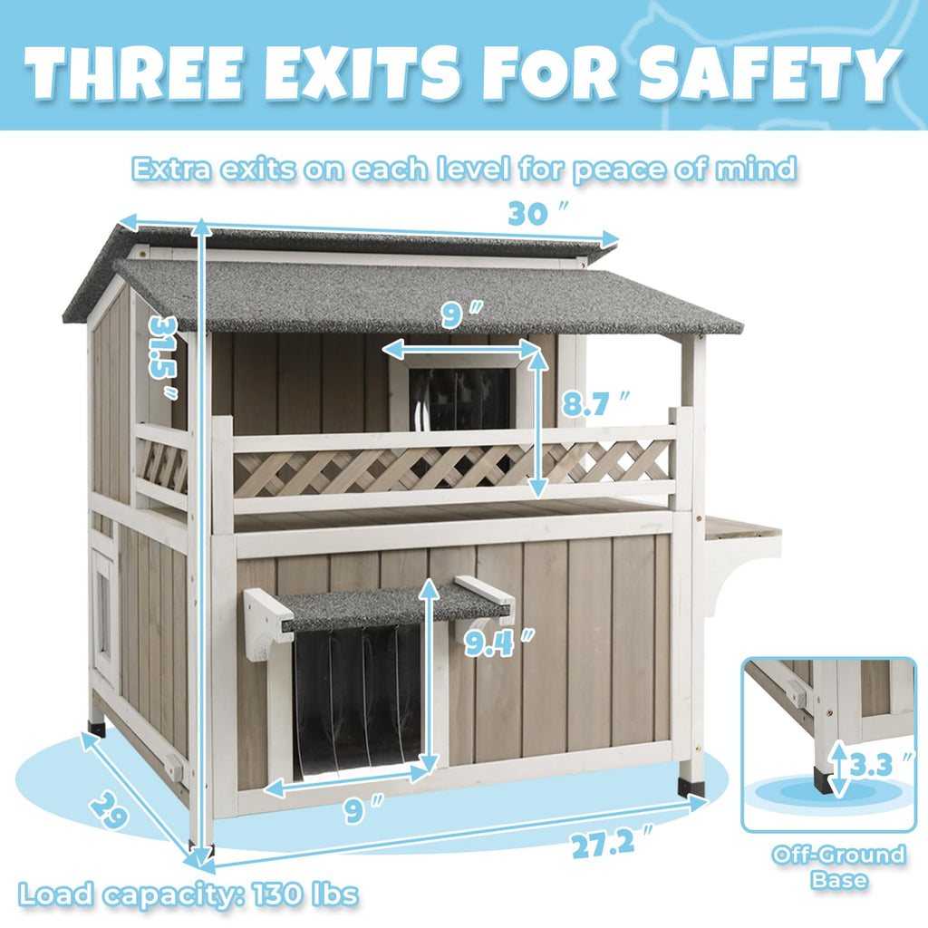 Wooden Two-Story Cat House N17453