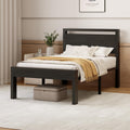 14 Inch Twin Size Metal Bed Frame with Wood Headboard Q36189