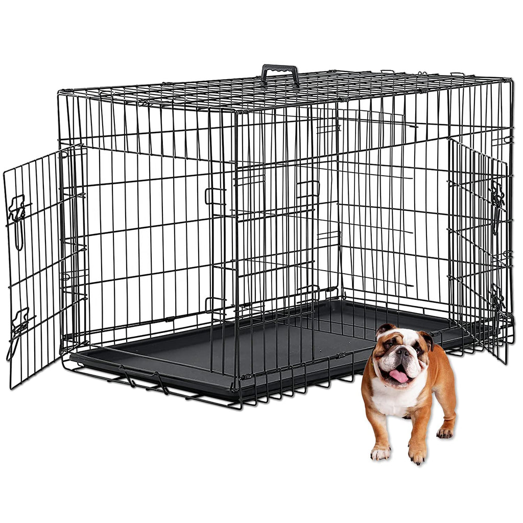 48 Inch Double Door Metal Dog Crate with Divider Panel W10328