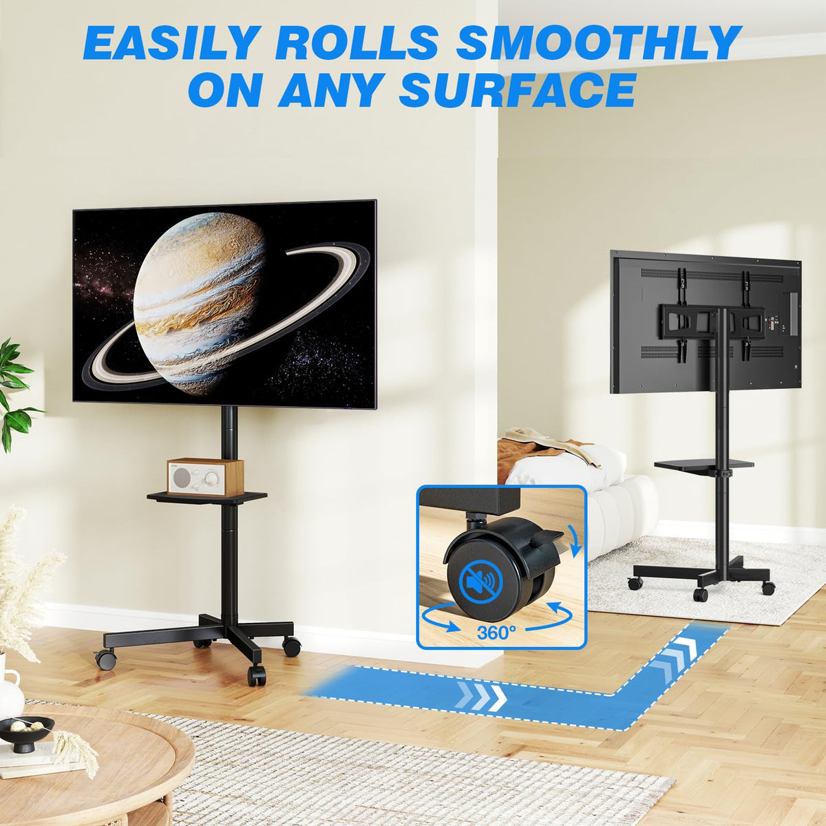 Rolling TV Stand with Shelf for 23-65 inch TVs D3047