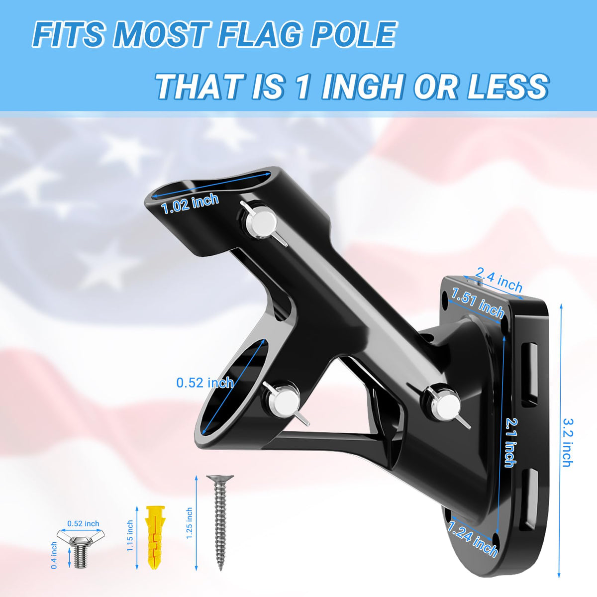 Heavy Duty Aluminum Alloy Wall Mount Flag Pole Holder V850928