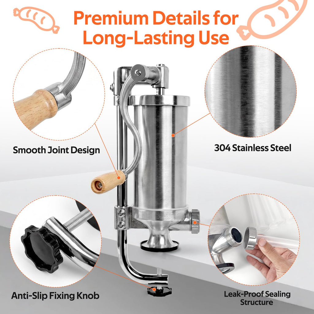 Stainless Steel Vertical Sausage Stuffer 2.5 LBS T319150