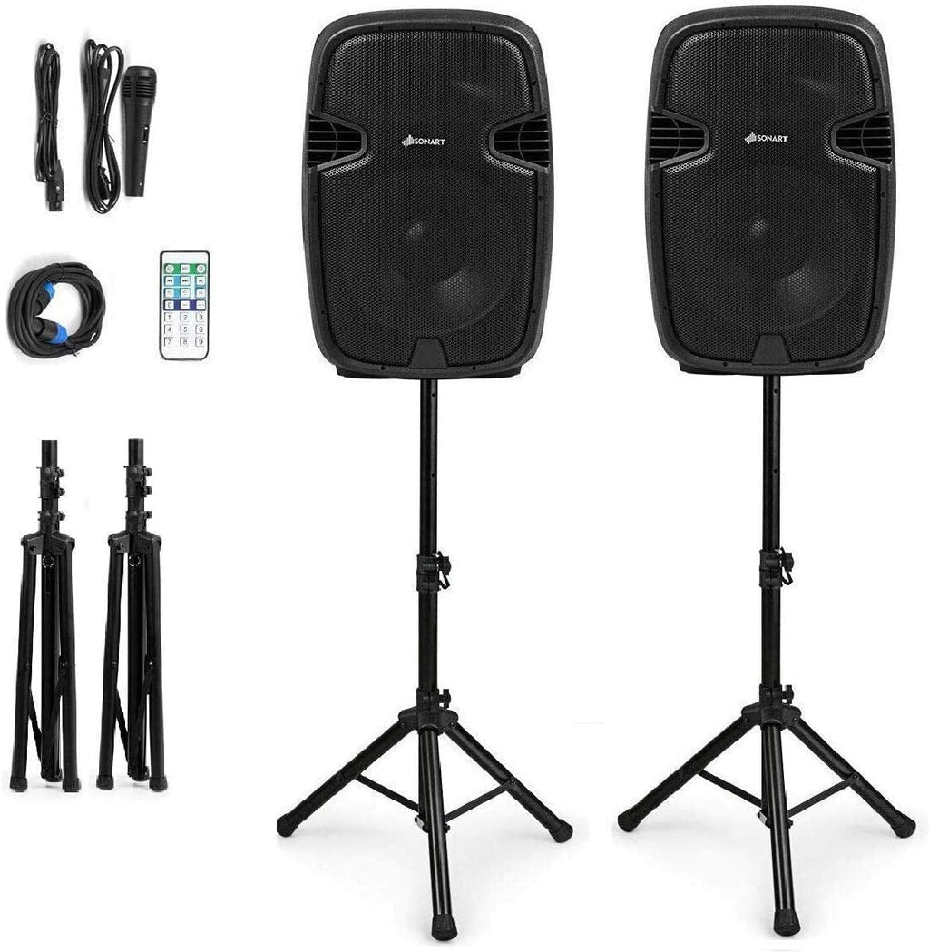 Portable 15" PA Speaker System Set Q9750