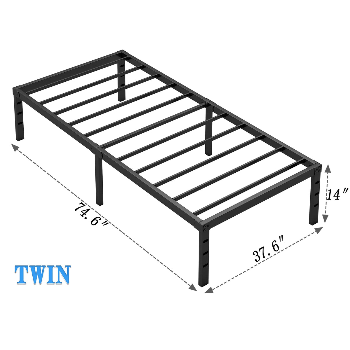 Metal Bed Frame with Storage Space, 14 Inch Q609