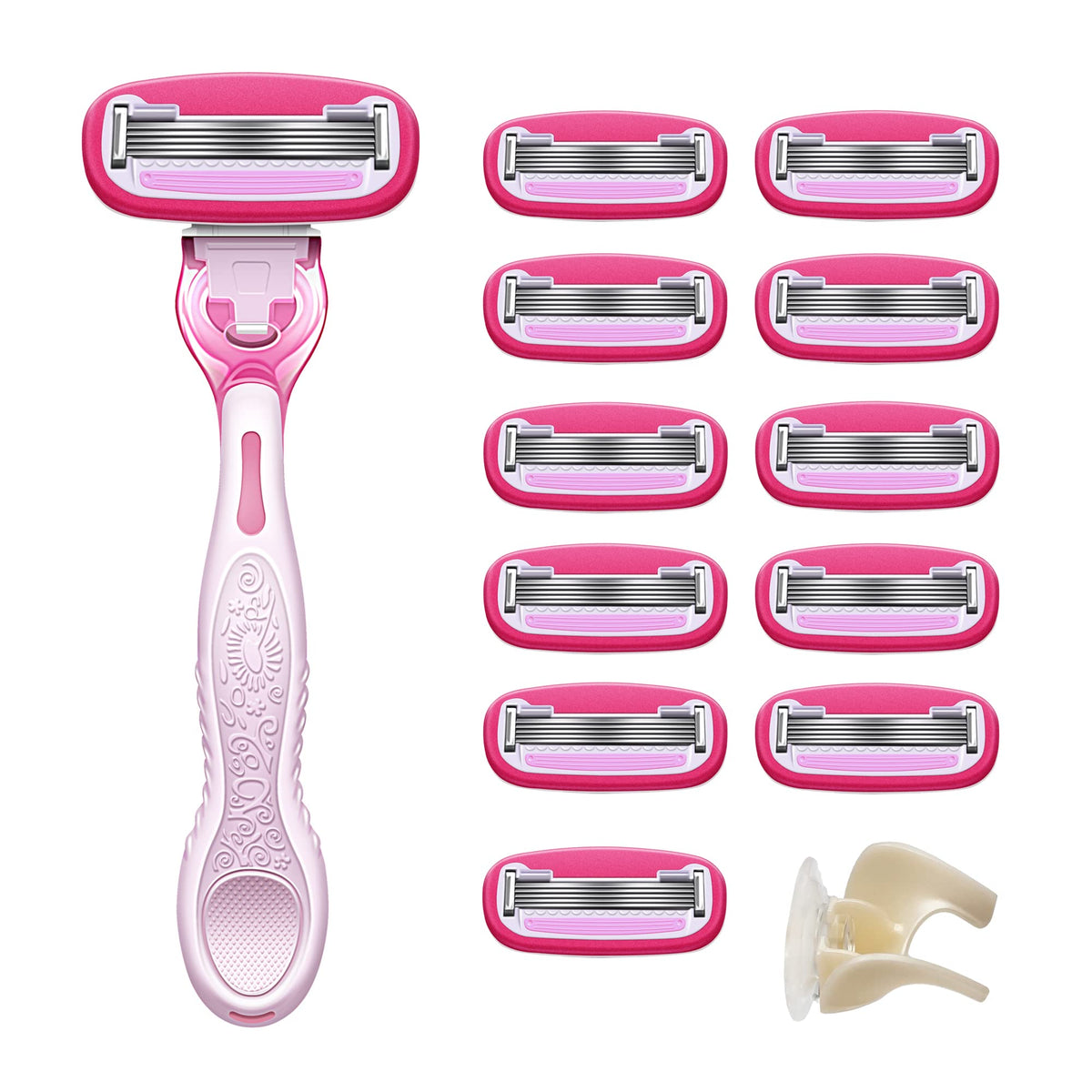 5-Blade Razor with 1 Handle, 12 Cartridges & 1 Shower Holder M819407