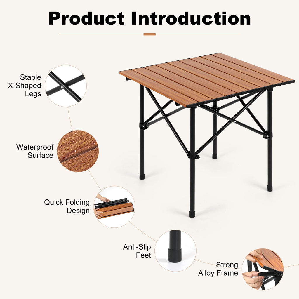 Folding Camping Table 21 x 20 Inch with Carry Bag S6515