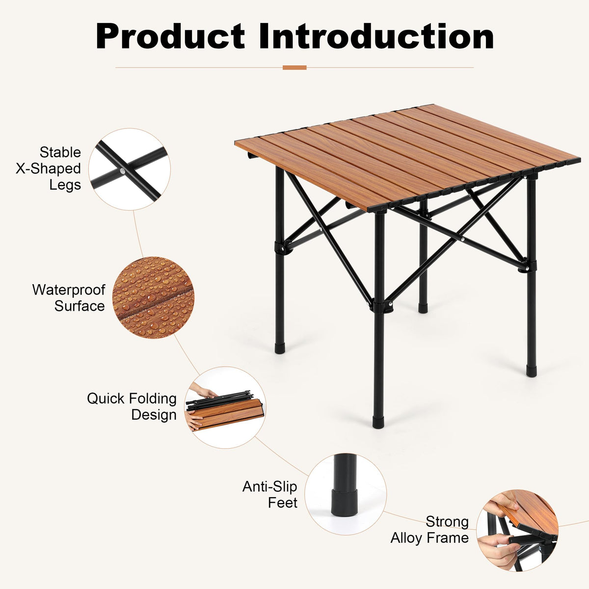Folding Camping Table 21 x 20 Inch with Carry Bag S6515