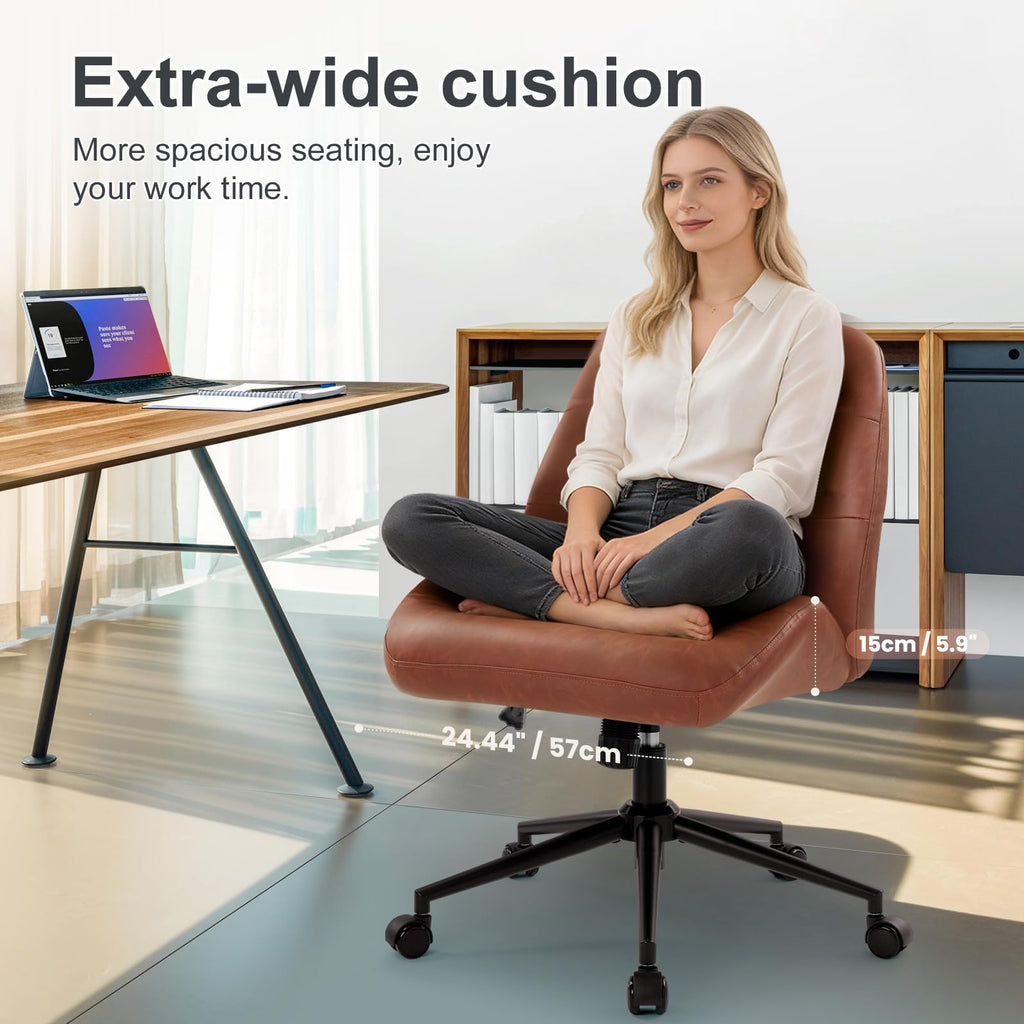 Leather Home Office Chair with Removable Armrests M516145