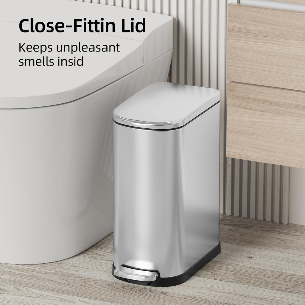 2.6 Gallon Stainless Steel Step Trash Can with Lid B8403
