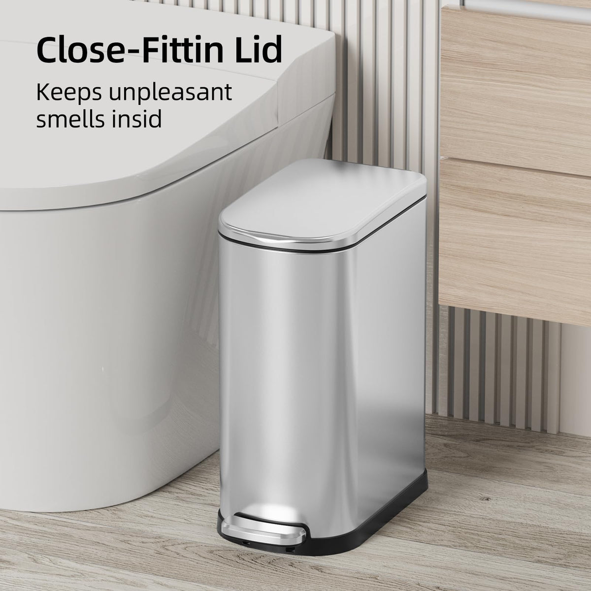 2.6 Gallon Stainless Steel Step Trash Can with Lid B8403