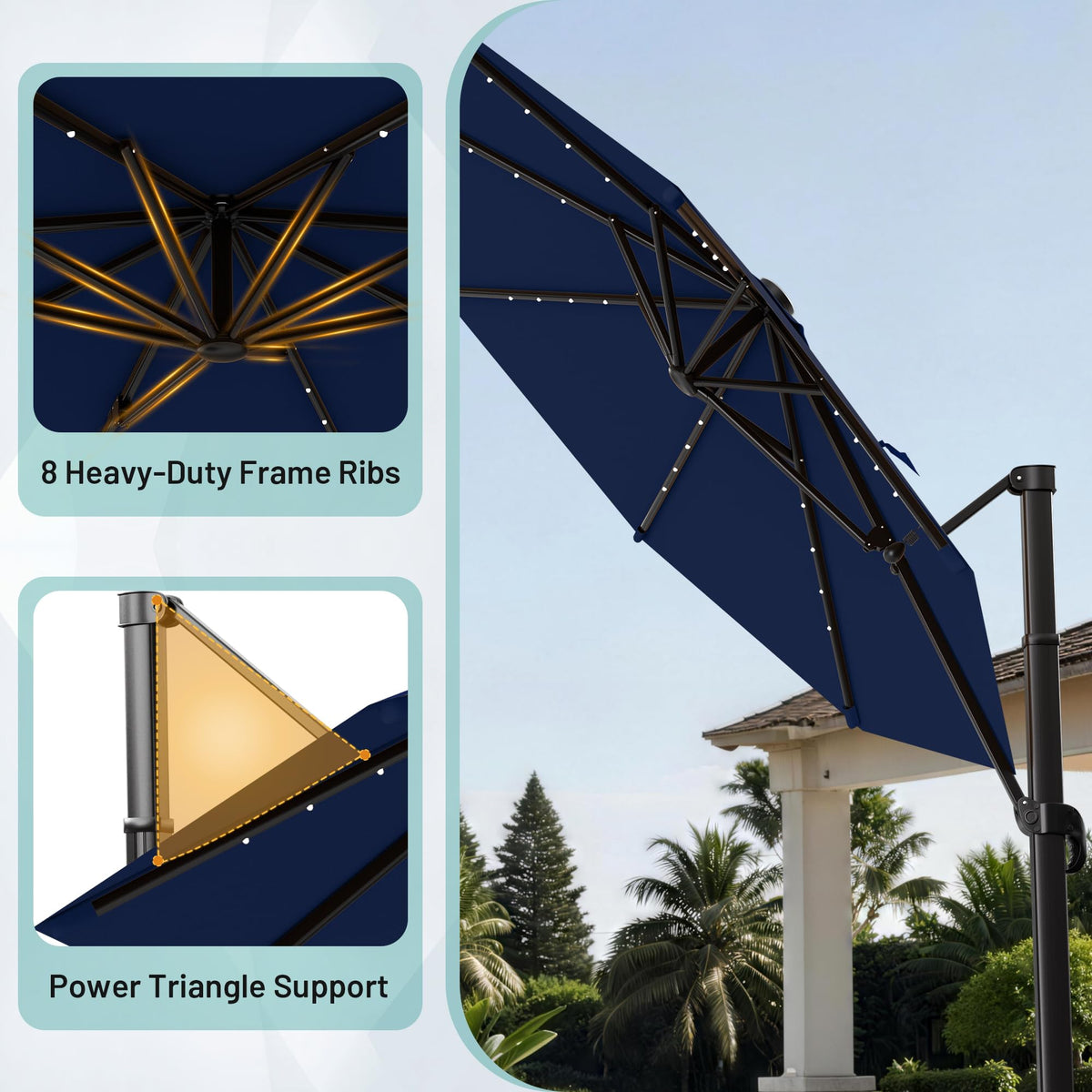 Cantilever Patio Umbrella with Lights X512