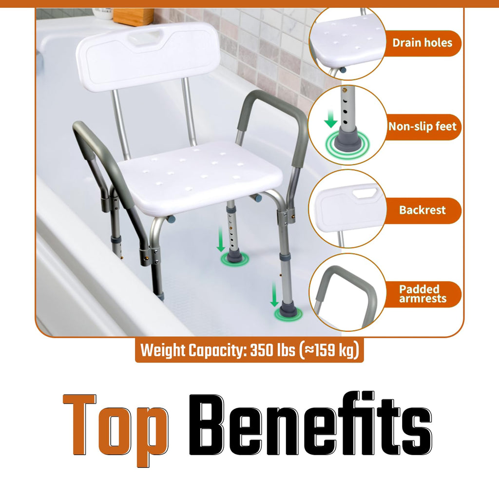 Heavy Duty Shower Chair with Back and Arms C196