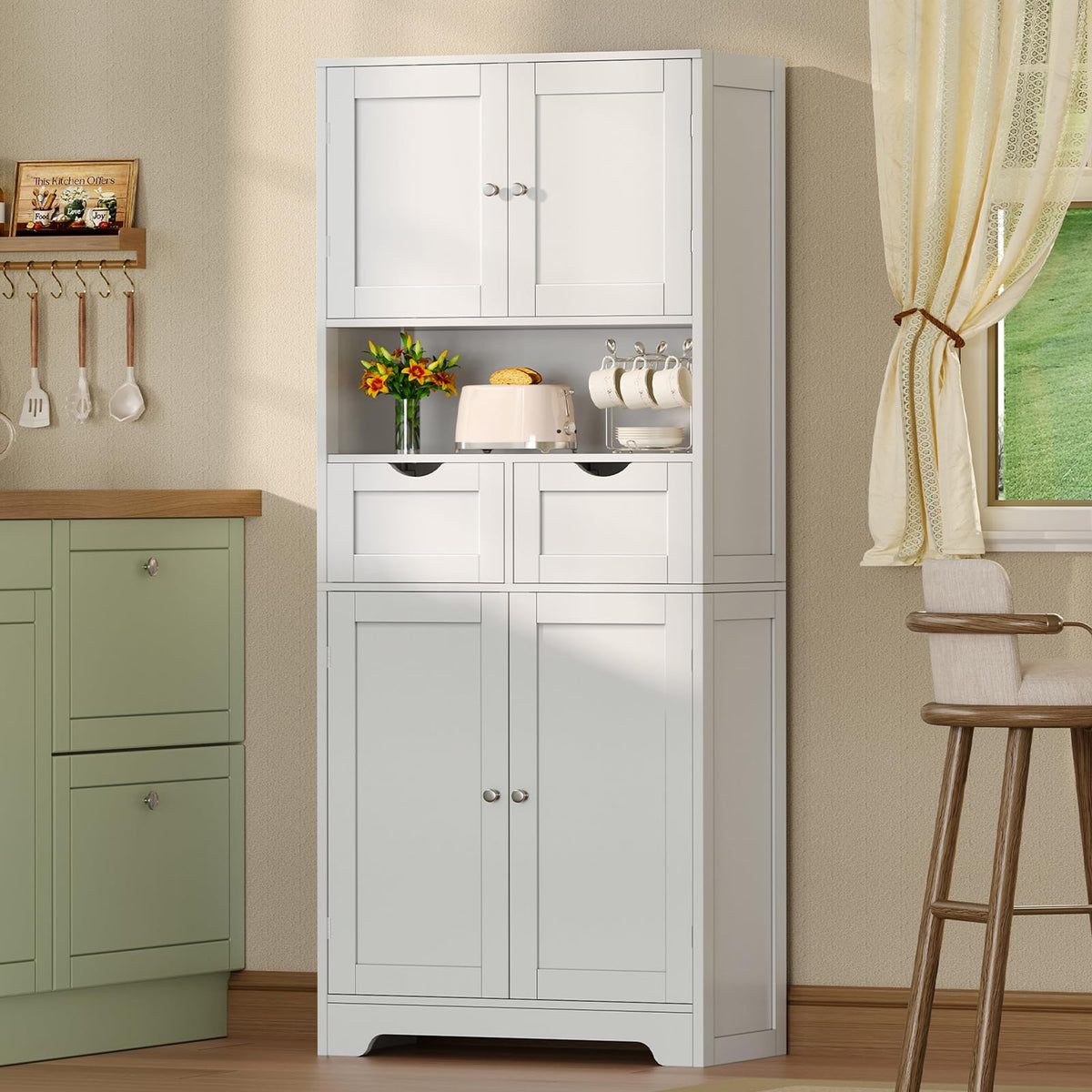 Tall Bathroom Storage Cabinet with 4 Doors Q821046