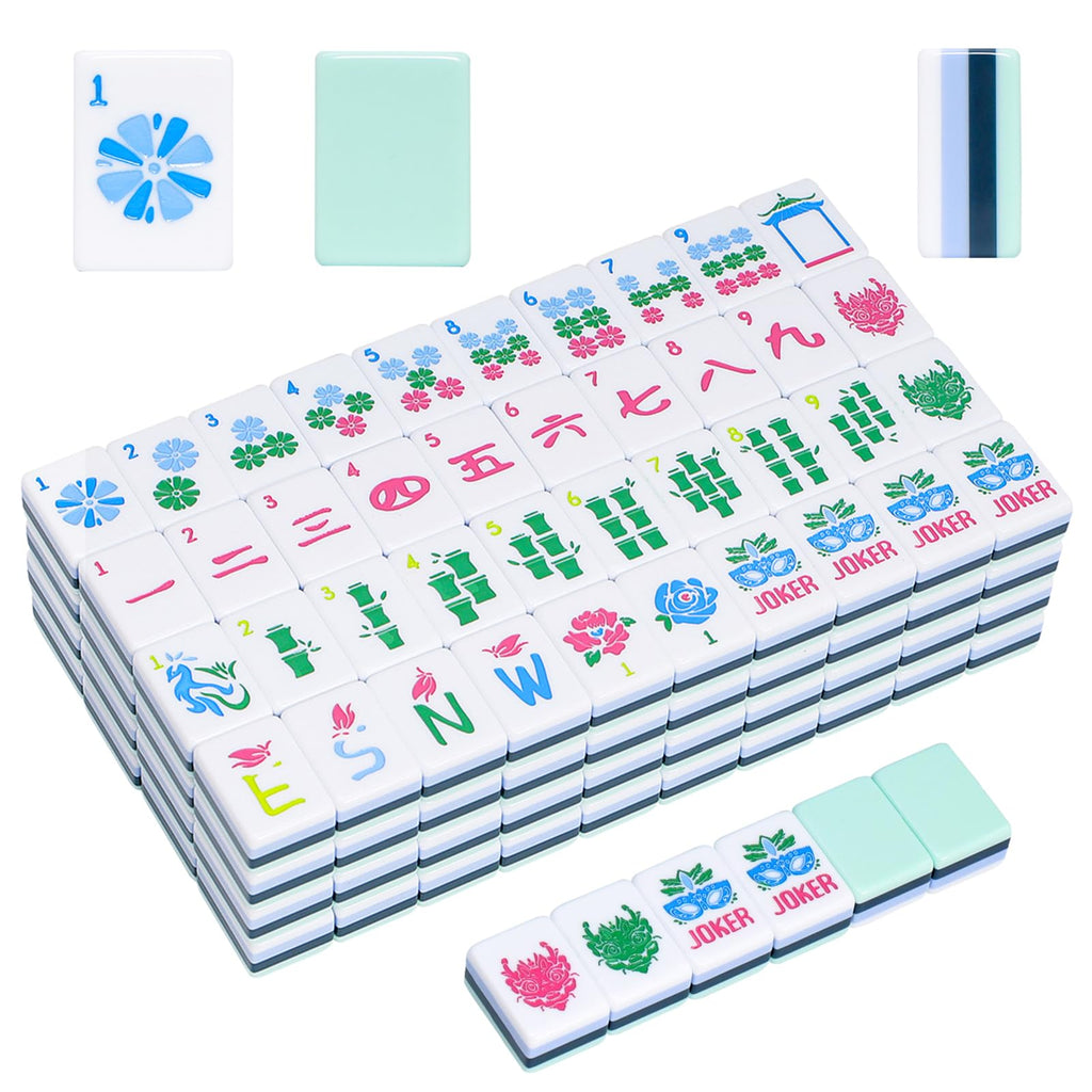 American Mahjong Set with Blue Carrying Bag, 160 Acrylic Tiles, 4 Rack/Pushers H282