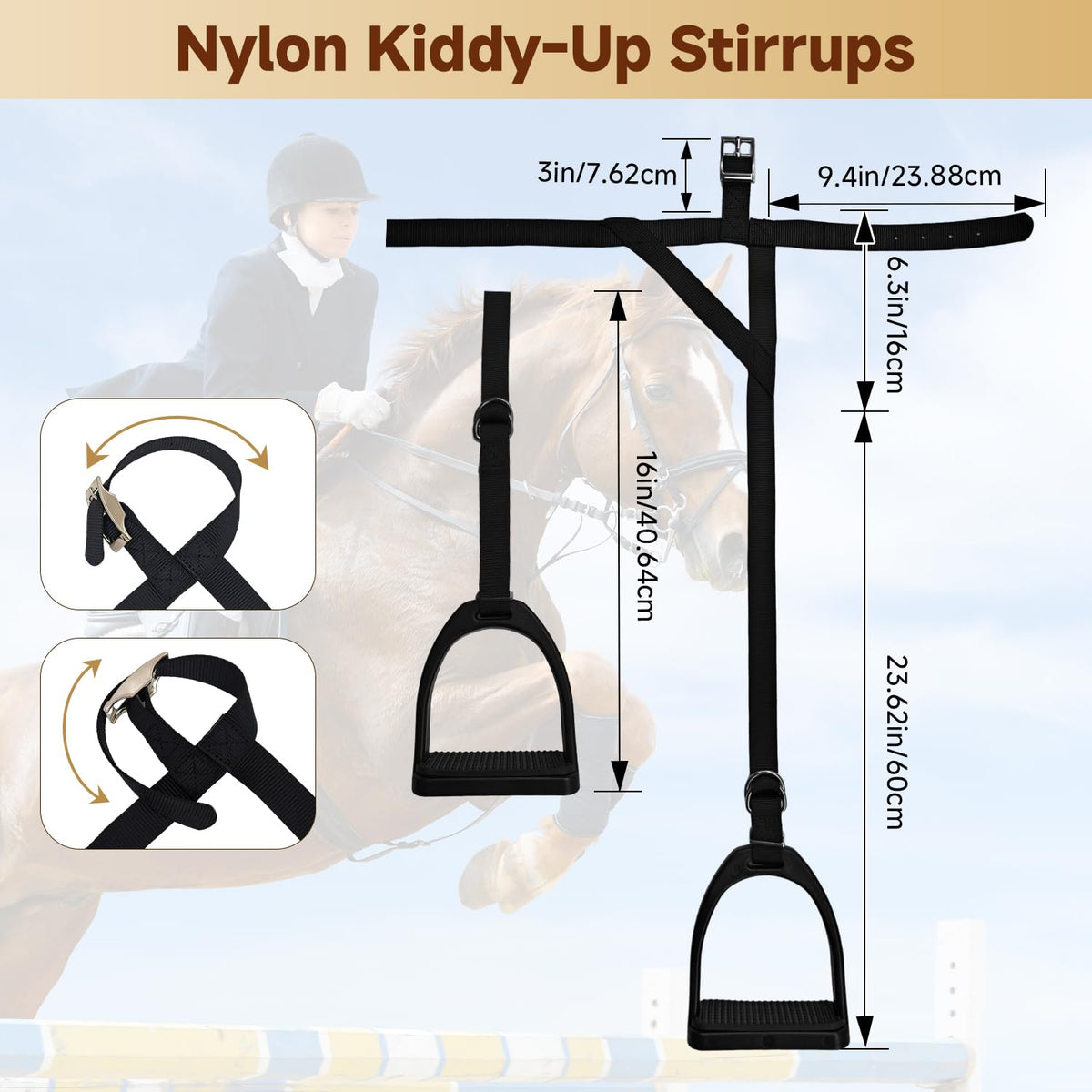 Kids Western Stirrups with Adjustable Nylon Straps D870116