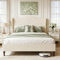 Queen Size Fabric Upholstered Platform Bed with Wooden Slats B5153