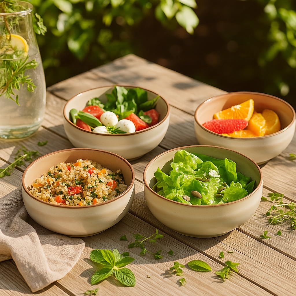 Stoneware Ceramic Cereal Bowls Set of 4, 21 oz Y777283