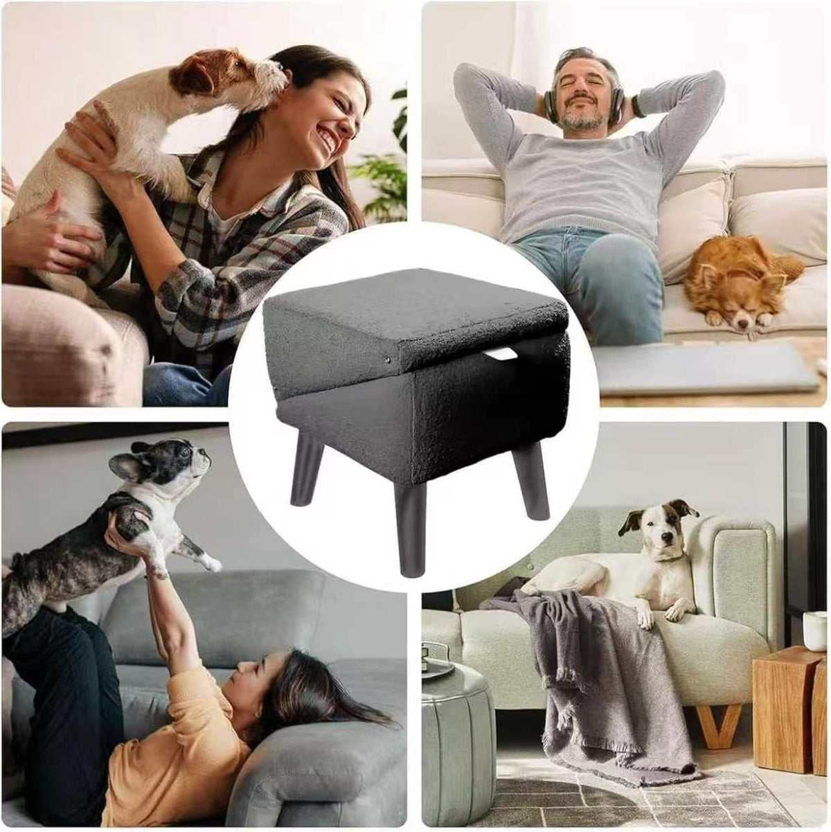 Foldable Dog Ramp Convertible Dog Steps Ottoman X8258