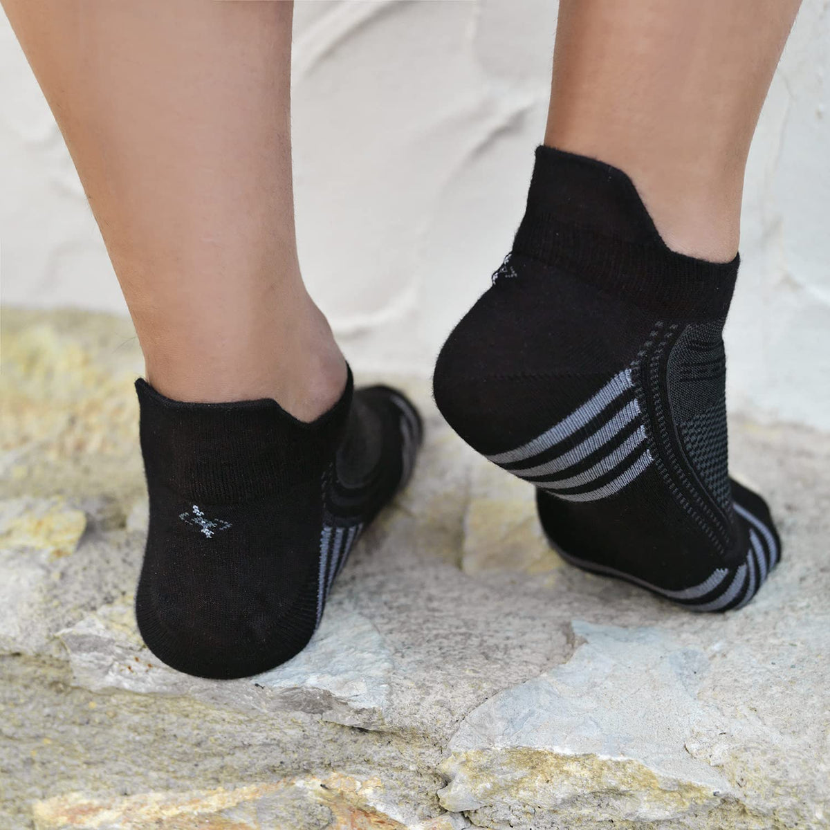 Men's Bamboo Rayon Striped Ankle Socks 6 Pairs V303