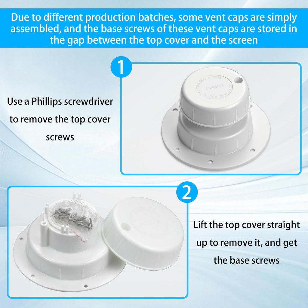 RV Plumbing Vent Cap Fits 1 to 2 3/8 Inch Pipe White 2 Pack Y701917
