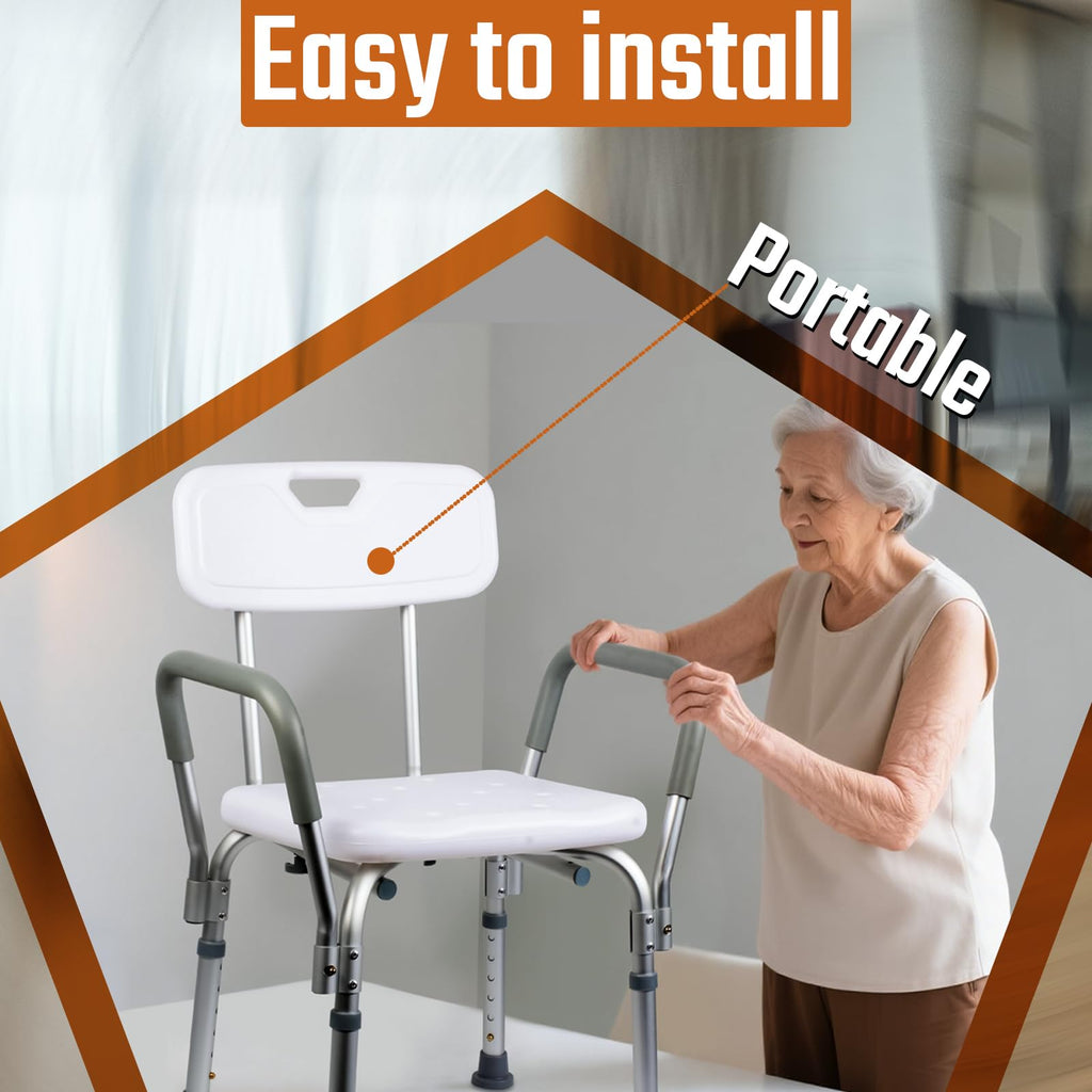 Heavy Duty Shower Chair with Back and Arms C196