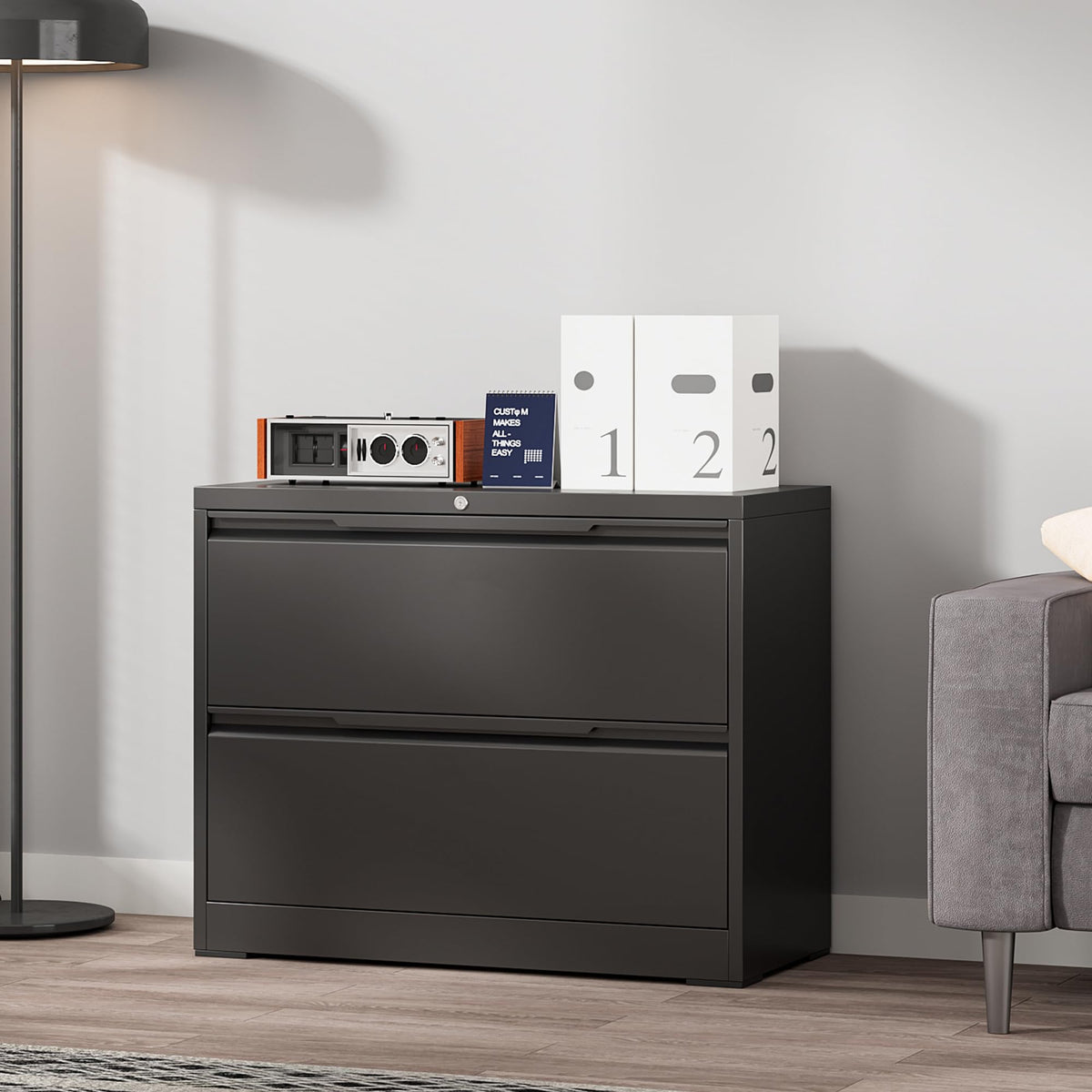 Metal File Cabinet with Lock, 2 Drawer Z8098
