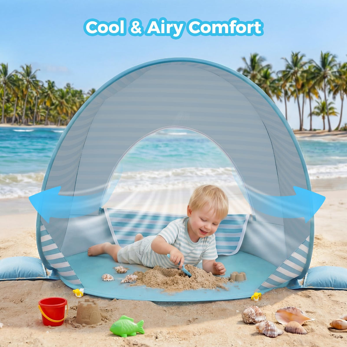 Pop Up Baby Beach Tent with UPF50+ UV Protection O19625