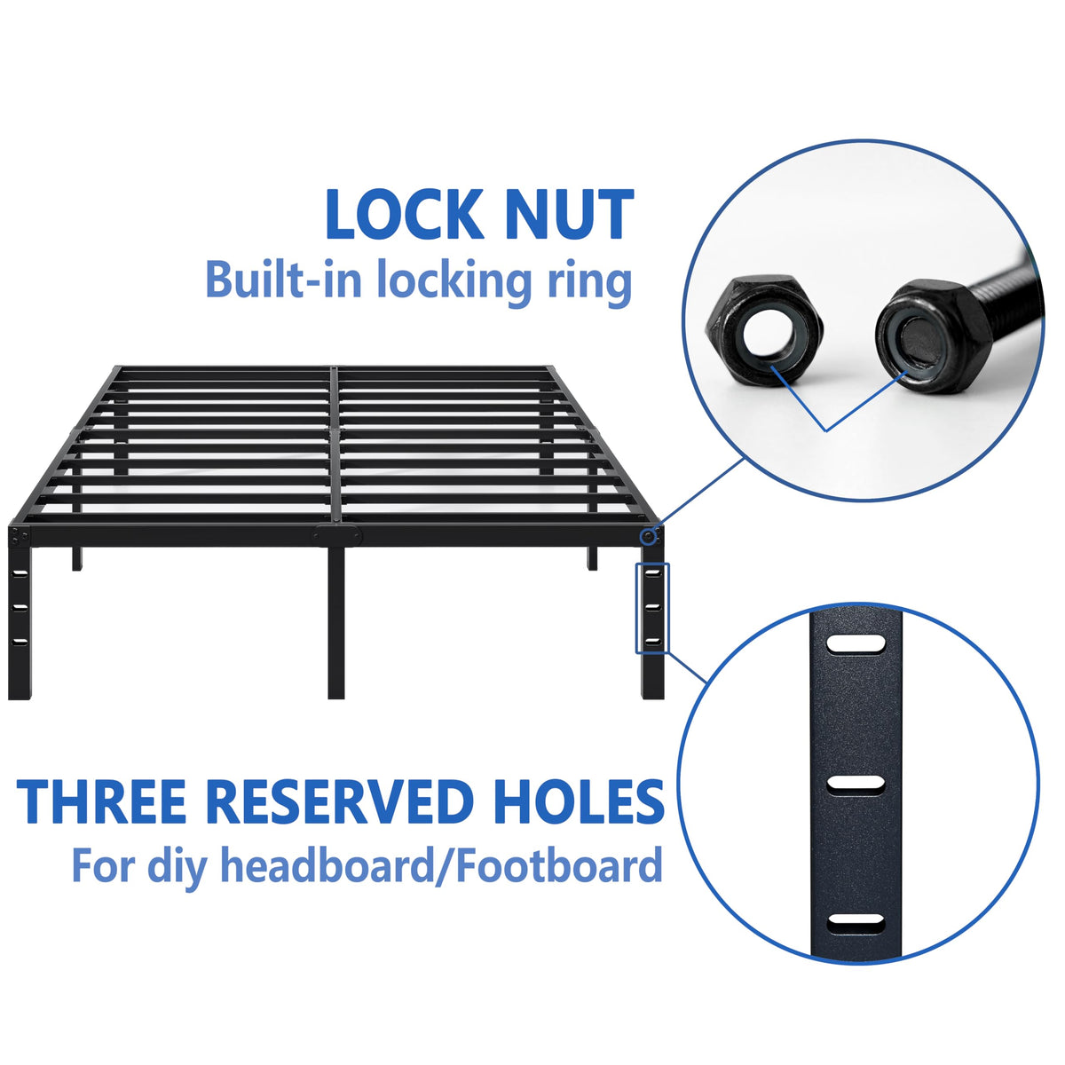 Metal Bed Frame with Storage Space, 14 Inch Q609