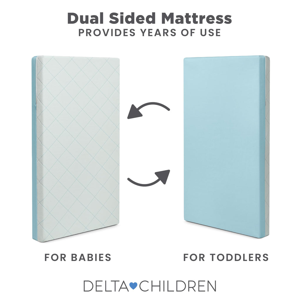 2-Stage Crib and Toddler Mattress with Removable Machine Washable Waterproof Cover X474