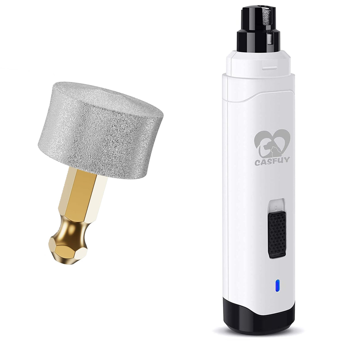 Dog Nail Grinder & Replacement Grinding Head Bundle White X8018