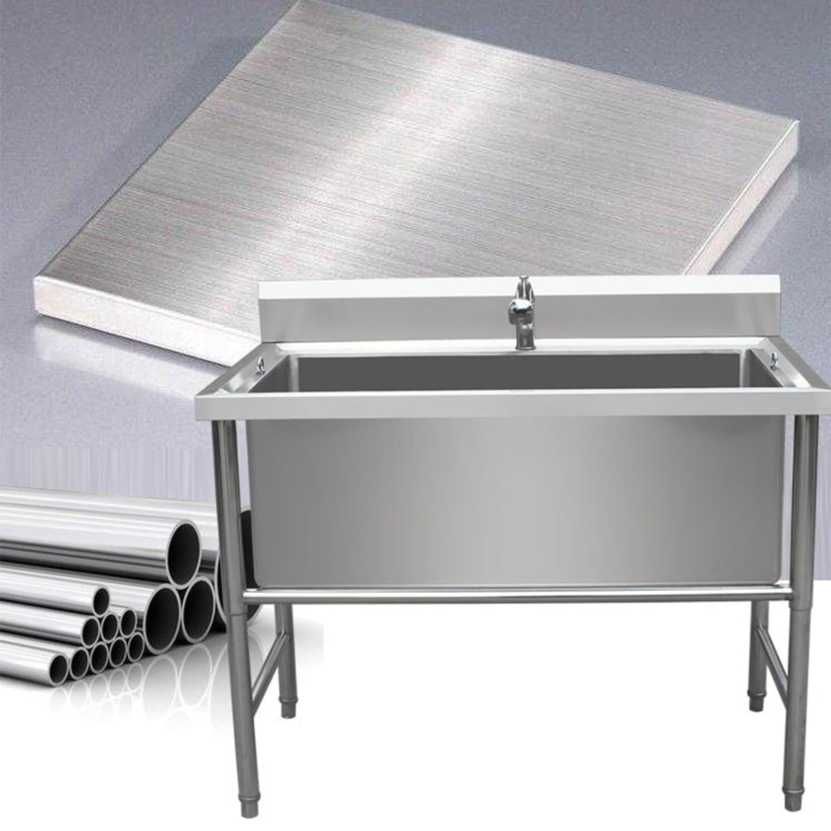 47" Stainless Steel Dog Grooming Tub with Stairs L507450