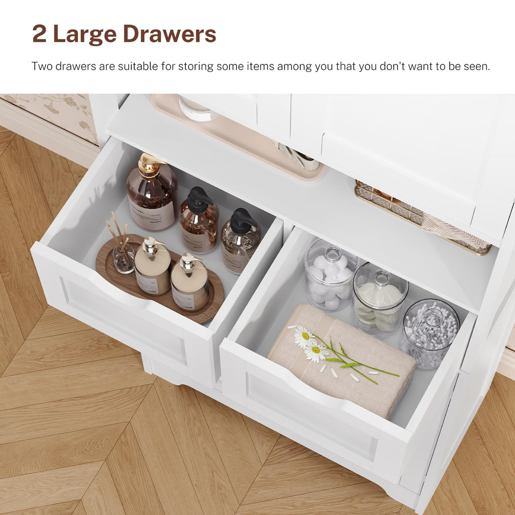 Tall Bathroom Storage Cabinet with 4 Doors Q821046