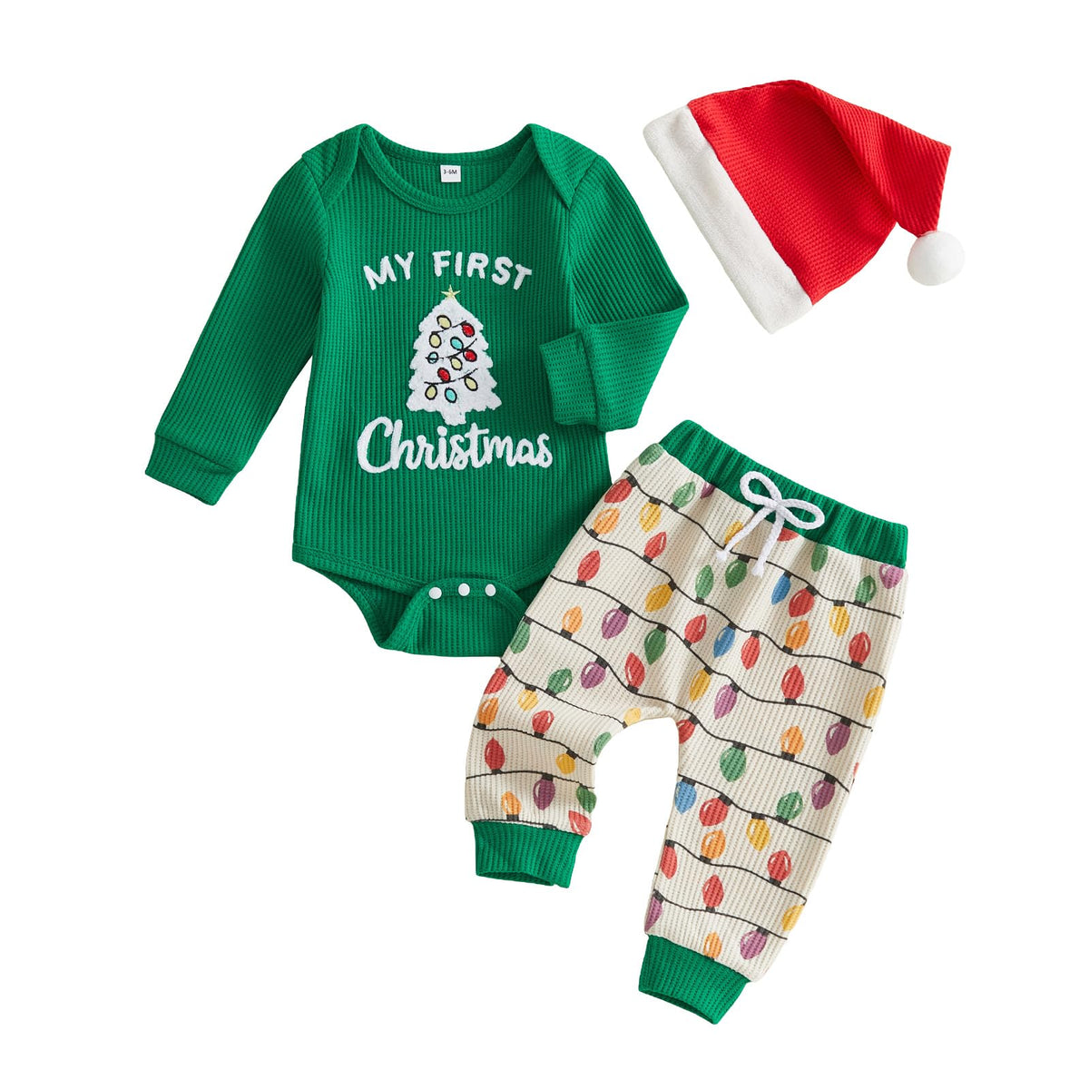 Christmas Baby Boy Outfit Romper Pants Hat Set 0-12M F208260