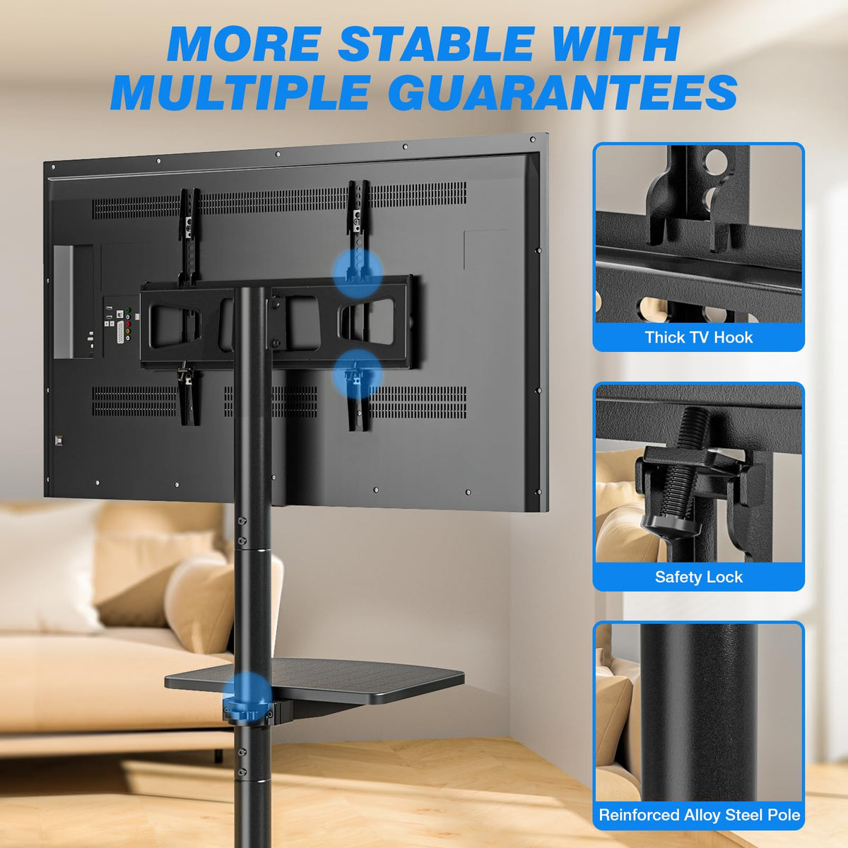 Rolling TV Stand with Shelf for 23-65 inch TVs D3047